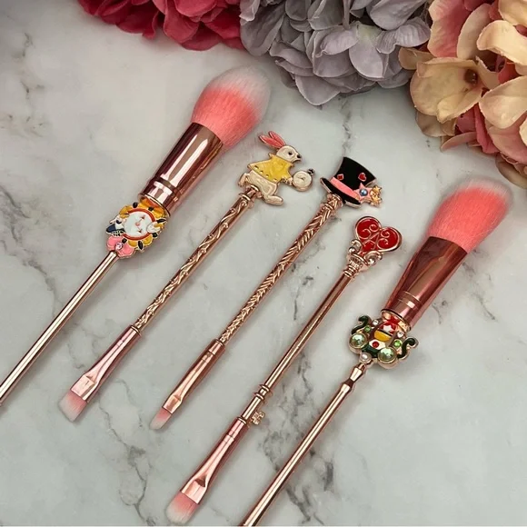 Alice in Wonderland Rose Gold 5 Piece Makeup Brush Set - Picture 7 of 16